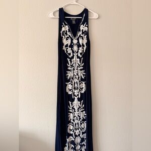 Beaded Lace Navy Maxi Dress
